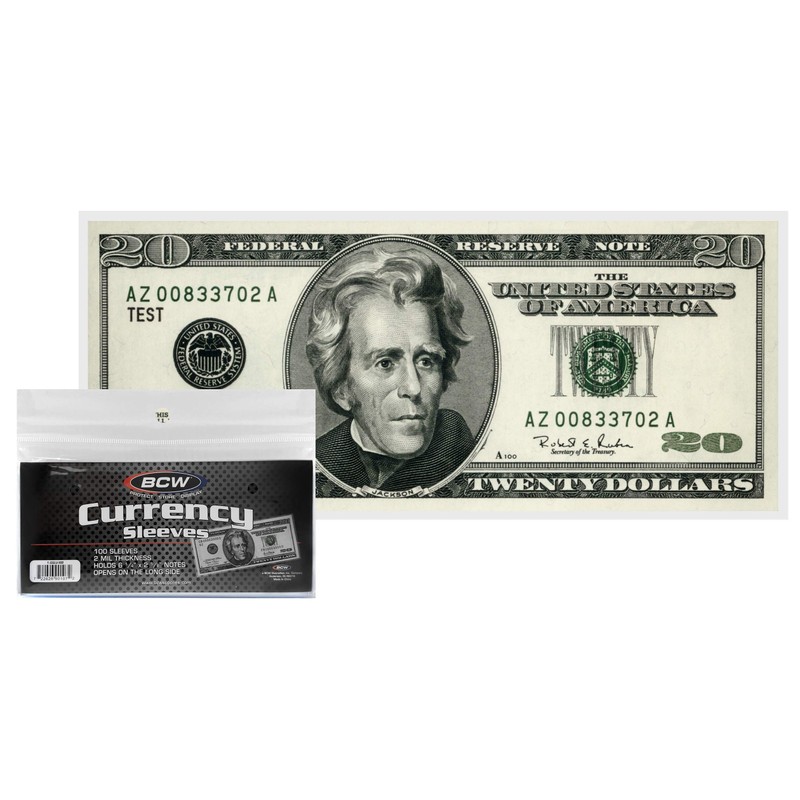 (100) US Currency Paper Money Bill Protector Sleeves for Regular