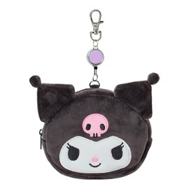 Sanrio Face-shaped Pass Case & Pouch Kuromi Cotton, PVC, Steel, Polyester Pass Holder With Reel Small Item Storage For Ages 15 and Up 303305