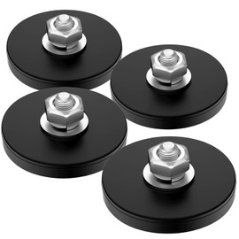 4Pack Strong Rubber Coated Neodymium Magnet with M6 Male Threaded Studs,1.7 inch Strong Flag Magnet Mount Base with Anti-Scratch Rubber Coating for Camera，Outdoor Light Bar，Signal Light