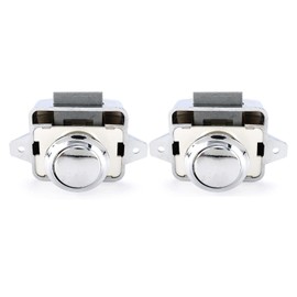 Riloer Push Button Drawer Cupboard Door Catch Lock for Cabinet Latch Knob, Universal Door Push Button Knob Cabinet Lock for Motorhome RV, 15mm-18mm/(0.59 inch- 0.7 inch), Chrome/2-Pack