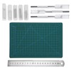 Carving Hobby Knife Kit Cutting Mat Handle Blades Ruler Art