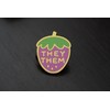 They Them Pronoun Brooch Button Non-Binary Badge Enamel Lapel Pin