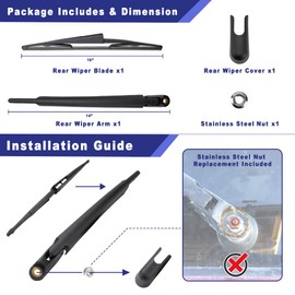 Shopauto Rear Windshield Wiper Arm Blade Assembly Compatible with 2009-2016 Ford Expedition, Lincoln Navigator Rear Window Wiper, Replacement 9L1Z17526A, 9L1Z17528B, 9L1Z17C526B