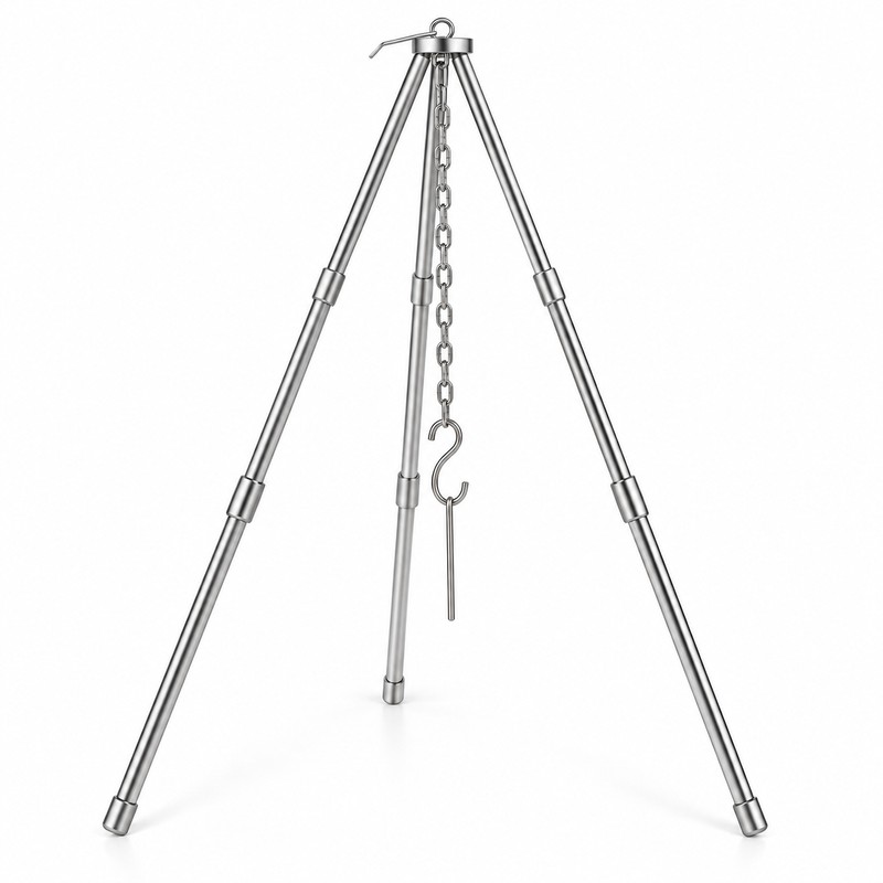 Adjustable Camping Tripod for Campfire Cooking – Portable Hanging Pot