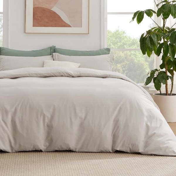 Bedsure King Duvet Cover with Fitted Sheet - Soft Double