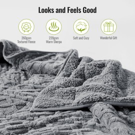 Uttermara Weighted Blanket for Adults Queen Size 15lbs 60x80 inches, Dual Sided Soft Jacquard Sherpa Weighted Blankets, Thick Heavy Blanket for Sleeping and Calming, Grey