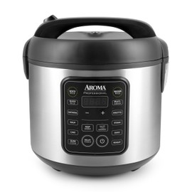 AROMA Professional Digital Rice Cooker, 10-Cup (Uncooked) / 20-Cup (Cooked), Multicooker, Slow Cooker, Steamer, Oatmeal Cooker, Egg Cooker, STS, 5 Qt, Black, ARC-5200SB