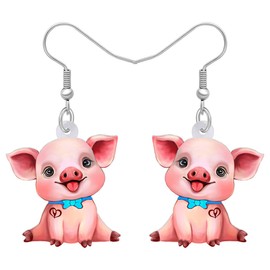 YAYAKO Pink Pig Earrings Dangle Acrylic Cute Piggy Gifts for Women Girls Decorations Novelty Hypoallergenic Jewelry Charms (Pink 425)