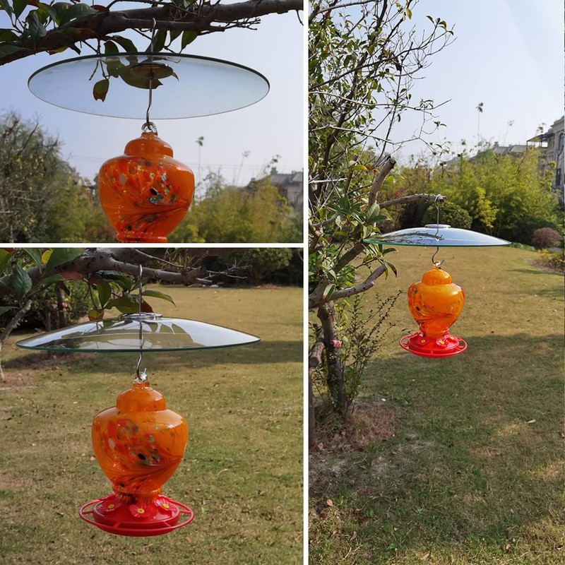 13" Glass Rain Cover for Bird Feeder Outdoors - Baffle