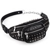 UTO Fanny-Pack-for-Women-Leather Vegan Waist Bag Rivet Studded Lightweight Zipper Pocket