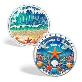 CHURYUML Ocean Sobriety Coin - Non-Religious AA Coins, Sober Chip Inspirational Sobriety Gifts Recovery Medallions Affirmation Token Sober Gift for Men and Women Celebrating Sobriety