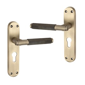 Infinity Decor Matt Antique Knurled Door Handle on Euro Profile Backplate Set 185 x 40mm - Internal Pull Handles for Interior & Exterior Doors