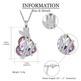 shajwo Butterfly Heart Urn Necklaces Cremation Jewelry for Ashes for Women Men Memorial Human Ashes Pendant,Silver-Purple