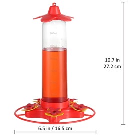 [Patent #1060866S] Hummingbird Feeder 12 oz, 5 Feeding Ports Plastic Humming Feeders for Outdoors Hanging, Upgraded Anti-Fall Hook, Ant Moat, Leak-Proof, Easy to Clean (1 Pack)