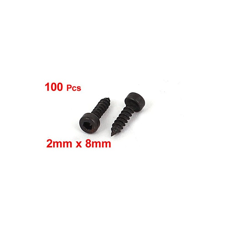 Sourcingmap 2mm x 8mm Threaded Carbon Steel Hex Head Self