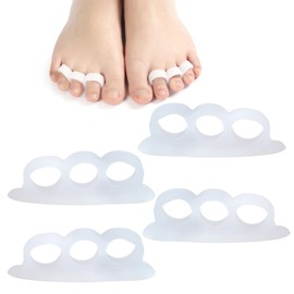 2 Pcs Separador Dedo del Pie Gel, Gel de Tres Orificios para Endrezadores y Espaciadores de Dedos del Pie Ortopédicos, Correctores Dedos de Martillo Valgus,Alivio de Juanetes