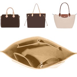 Purse Organizer Insert for Longchamp, Multi-Pocket Felt Handbag Organizer, Tote bag Organizer Compatible with Le Pliage Shoulder Bag
