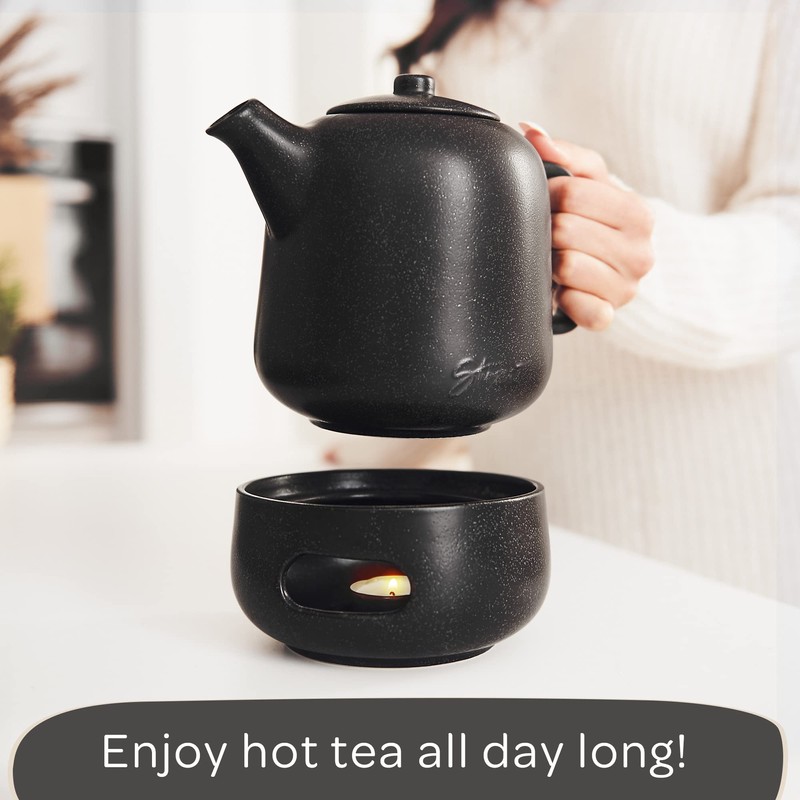 Steinzeit Design Tea Pot with Warmer (44 oz) - Premium