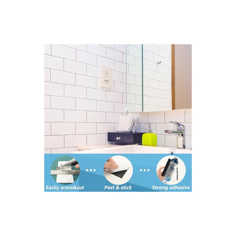 Art3d 102-Piece Peel and Stick Wall Tile for Kitchen Backsplash,