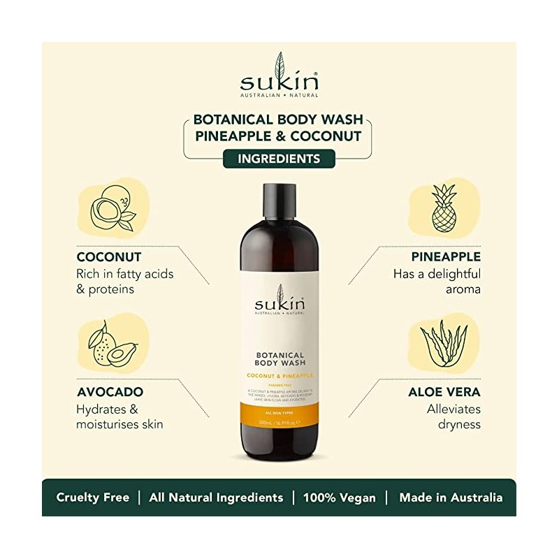 Sukin Botanical Wash Pineapple & Coconut 500ml