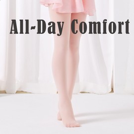CozyWow 3 Pairs Girls Opaque Tights for Dance/Ballet/School, Daily Soft Tights for Little Kid/Big Kid from 4T to 12T (3xballet pink, 6-8)