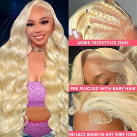 SBDSBD 613 13x6 Lace Front Wig Human Hair Pre Plucked Blonde Wig Human Hair 200 Density Body Wave HD Lace Front Wigs Human Hair for Women 613 HD Lace Frontal Wig 13x6 613 Blonde Human Hair Wig 28Inch