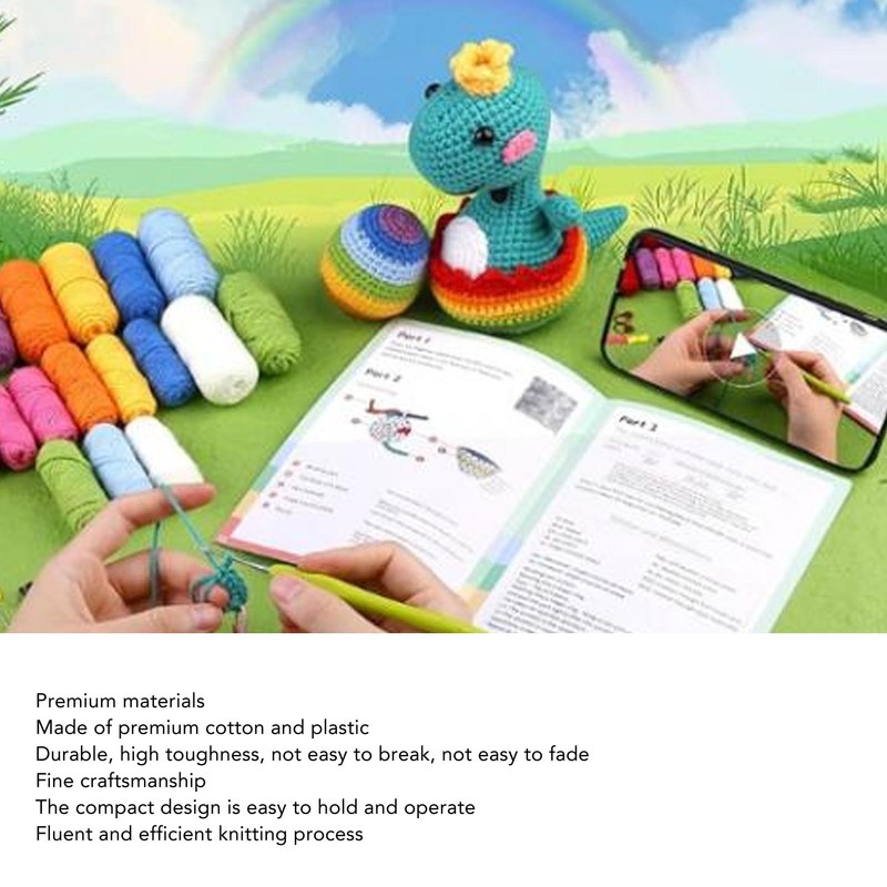 Beginner Crochet Kit DIY Innovative Fun Educational Dinosaur and Dinosaur