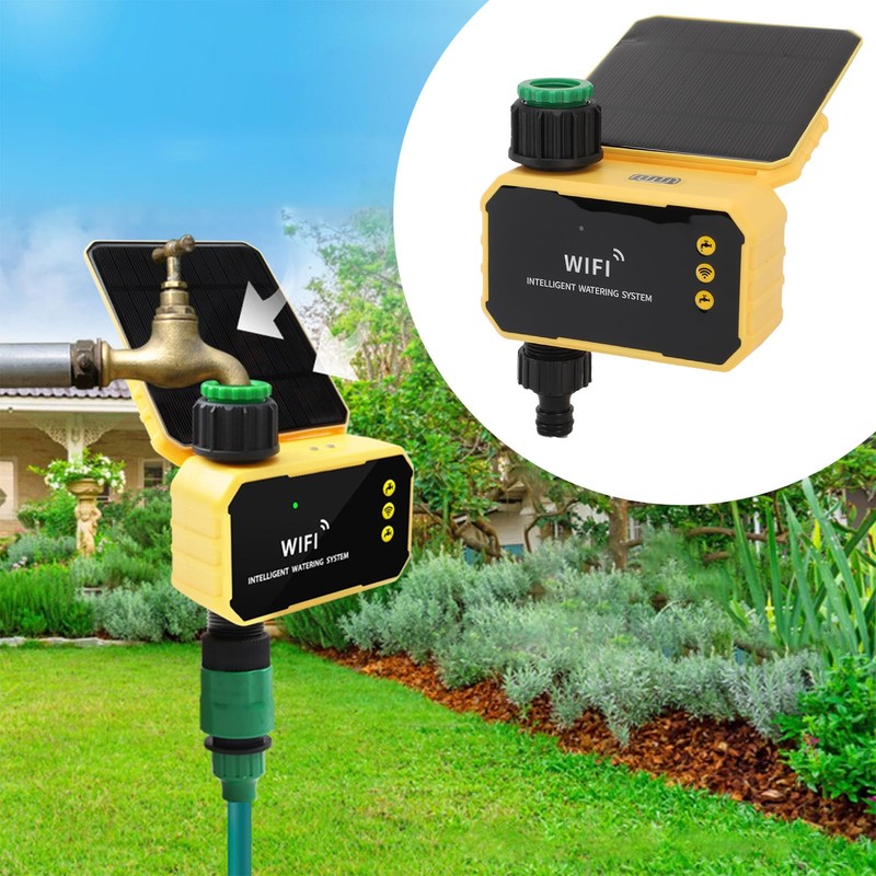 WiFi Sprinkler Timer, Solar WiFi Sprinkler Valve Timer for Garden
