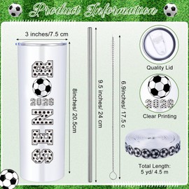 SiliFine 3 Pcs Soccer 2026 Senior Night Gift Soccer Tumblers Cups 20 oz Sports Water Bottles Stainless Steel Travel Mug and Lid with Ribbon for 2026 Senior Night Women Men Team Coach Player