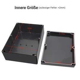 Therlan Junction Box Black Waterproof IP65, Electronic Housing Junction Box Surface-Mounted Black Junction Box Outdoor Waterproof ABS Project Box Plastic Connection Box Surface-Mounted Box 263 x 182 x