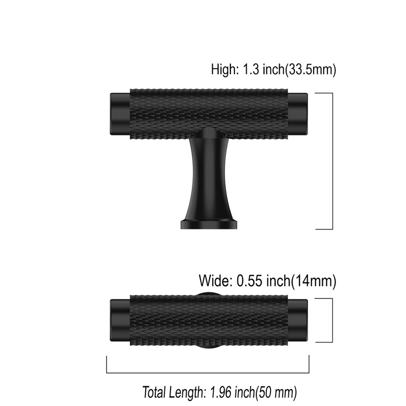 KNOKLOCK 4506C 10 Pack Kitchen Cabinet Knobs Matte Black Knurled