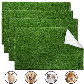 Fasmov 4 Pack Artificial Grass Guinea Pig Pee Pads, 15.7 × 23.6 Inch Fake Grass Rug Rabbit Grass Mat Dog Grass Pee Pads Artificial Turf Pet Grass Mat, Reusable Puppy Training Turf Mat