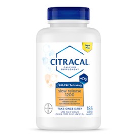 Citracal Slow Release 1200, 1200 mg Calcium Citrate with Vitamin D (1000 IU), Vitamin D3, Bone Health Support, Calcium Supplement for Ages 12+, 185 Count