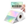 Memoking Thermal Labels, 4" * 2" Holographic Silver Self-Adhesive Sticker