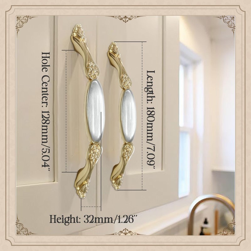 Elistonie 2 Pack Vintage Style Cabinet Handles - 128mm Hole