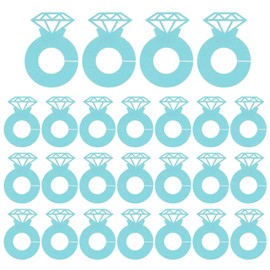 PATIKIL Diamond Ring Wine Glass Markers, 25 Pcs Paper Ring Drink Tags Cocktail Champagne Name Tag for Wedding Birthday Party Restaurant, Teal