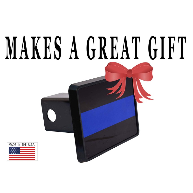 Black & Blue Thin Blue Line Flag Trailer Hitch Cover
