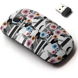 CJCBROES 2.4G Wireless Mouse with Cute Pattern Design for All Laptops and Desktops with Nano Receiver - Tropical Colorful toucansflowers