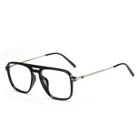 Cyxus Retro Aviator Blue Light Blocking Glasses for Women Men Tr90 Frame Pilot Glasses Anti Eye Strain 8186 Black