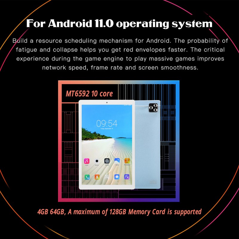 10.1in Tablet for Android 11.0 4GB 64GB 1080x1920 HD 10