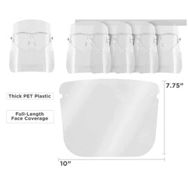 Face Shields with Glasses 10 Replaceable Anti Fog Shields & Reusable Glasses