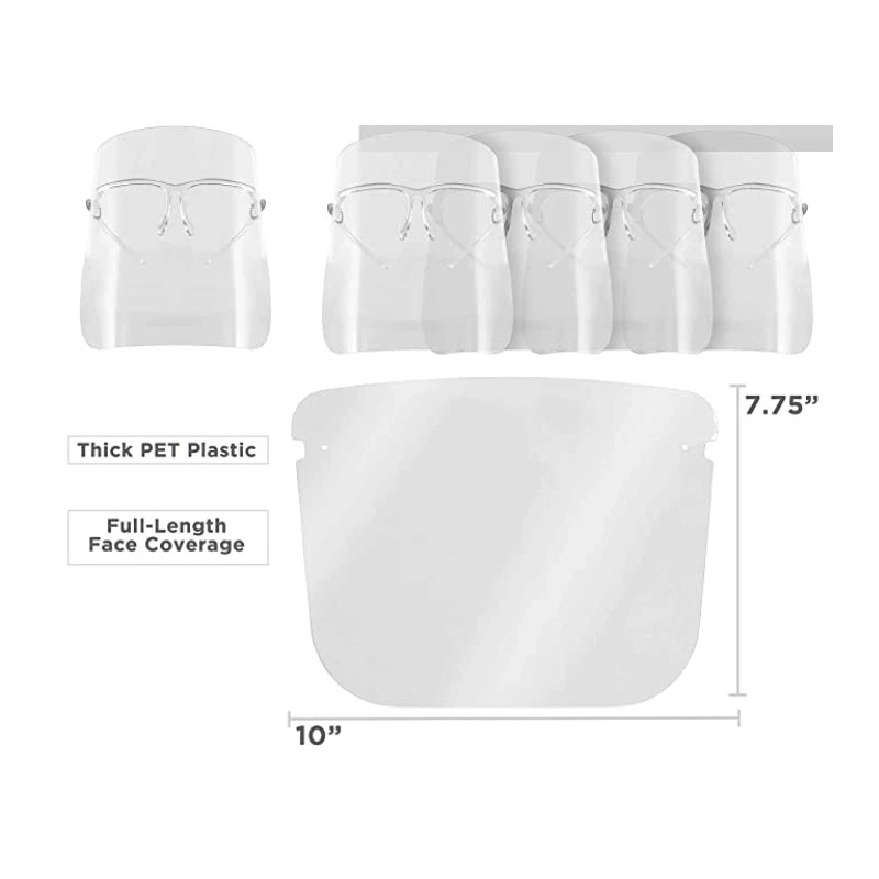 Face Shields with Glasses 10 Replaceable Anti Fog Shields &