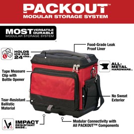 ignoramus 48-22-8302 Fits For Milwaukee Milwaukee 5-Pocket Tear-Resistant PACKOUT Modular Storage Cooler, Red, Black