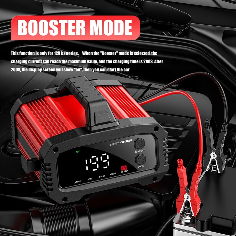 25A Battery Charger, 2/8/20/25 Amp 12V/24V LiFePO4 Lead Acid Fully