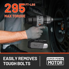 Litheli Cordless Impact Wrench Kit, 1/2 Inch Hog Ring Impact Gun with 4 Impact Sockets, 5 Torque Settings Impact Driver for Car Home, Charger not Included