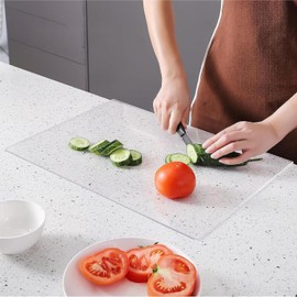 Clear Acrylic Cutting Boards For Kitchen Counter with 1.2in Lip Household Transparent Vegetable Chopping Boards Non Slip Fruits Cutting Board for Kitchen Countertop, 17.7x13.8in (Thickness 0.1in)