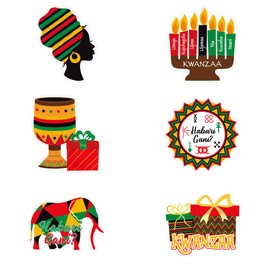 Kwanzaa Small Size DIY Shaped Cut-Outs Party Favors - Kwanzaa African Heritage Holiday Party Cut-Outs - Pan African Party Decorations - Drinking Straw Decors Cut-Outs Supplies (Straws Not Included)