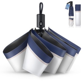 Parasol, UV Protection, Heat Blocking, One-Touch Automatic Opening/Closing, (2025 New, Adopts Reflective Cooling Materials, JIS Certified), Folding Parasol, 100% Light Shade, Lightweight, 6 Ribs