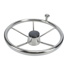 Amarine-Made 5-Spoke 13-1/2 Inch Destroyer Style Stainless Boat Steering Wheel with Small Knob - XK-9310SRF1