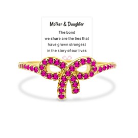 HNLUGF Pink Pavé Bow Ring-Gifts for Women, Pink Bow Ring Trendy Delicate Ring Inspirational Jewelry Gifts for Women (8)